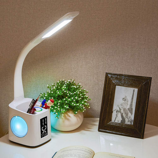 LED Desk Lamp w/ pen holder & digital clock