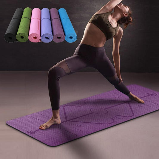Non Slip Yoga Mat w/ position lines