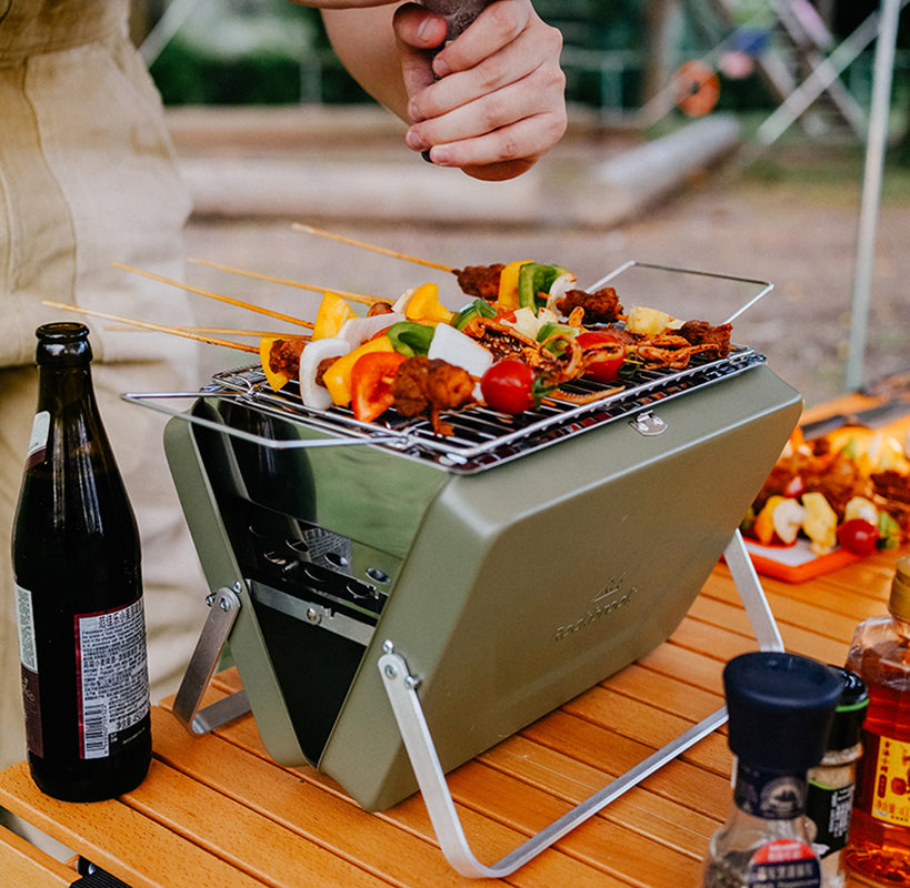 Portable folding grill