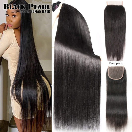 Straight Bundles With Closure Remy Human Hair