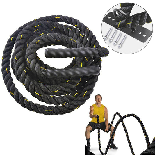 Exercise Training Battle Rope for Home Gym with Anchor Strap Kit